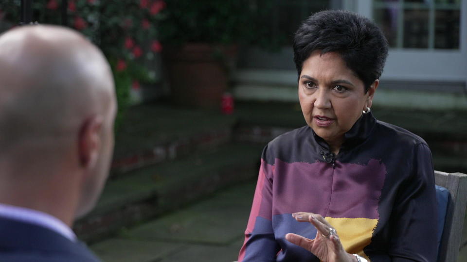 Former PepsiCo CEO Indra Nooyi talks to correspondent Mola Lenghi about her new book, 