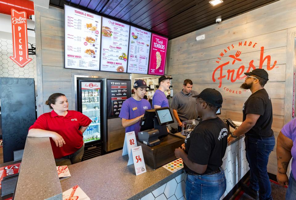 A new Slim Chickens will open its doors to customers on Monday along Tyndall Parkway in Callaway. Employees went through training at the restaurant on Friday.