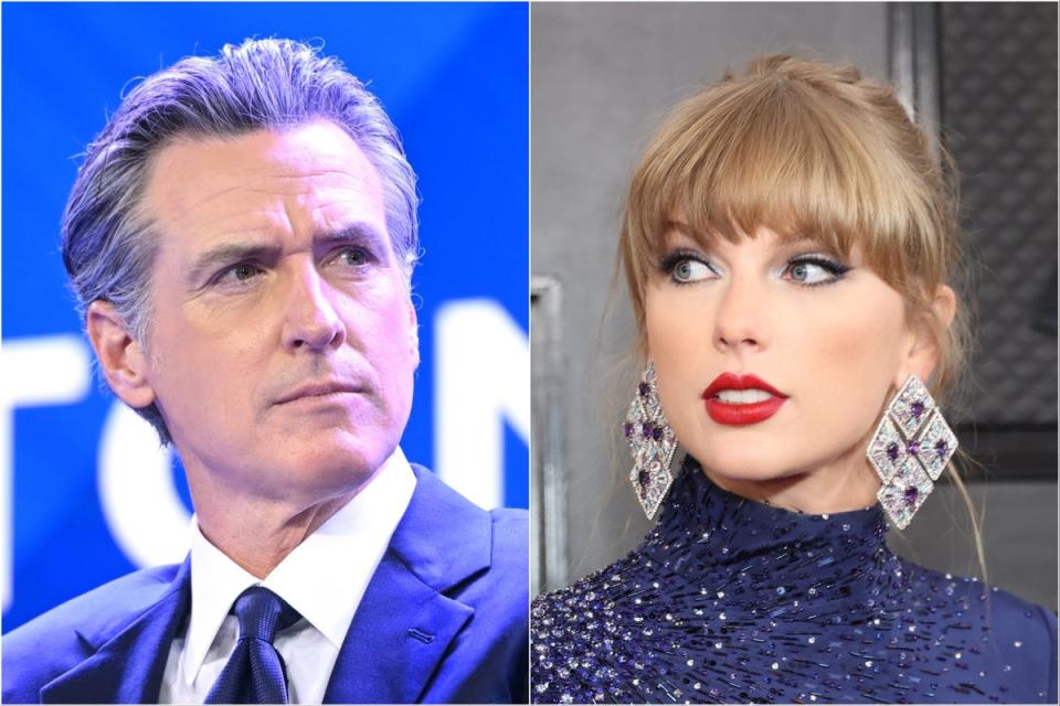 Gavin Newsom and Taylor Swift (Getty Images)