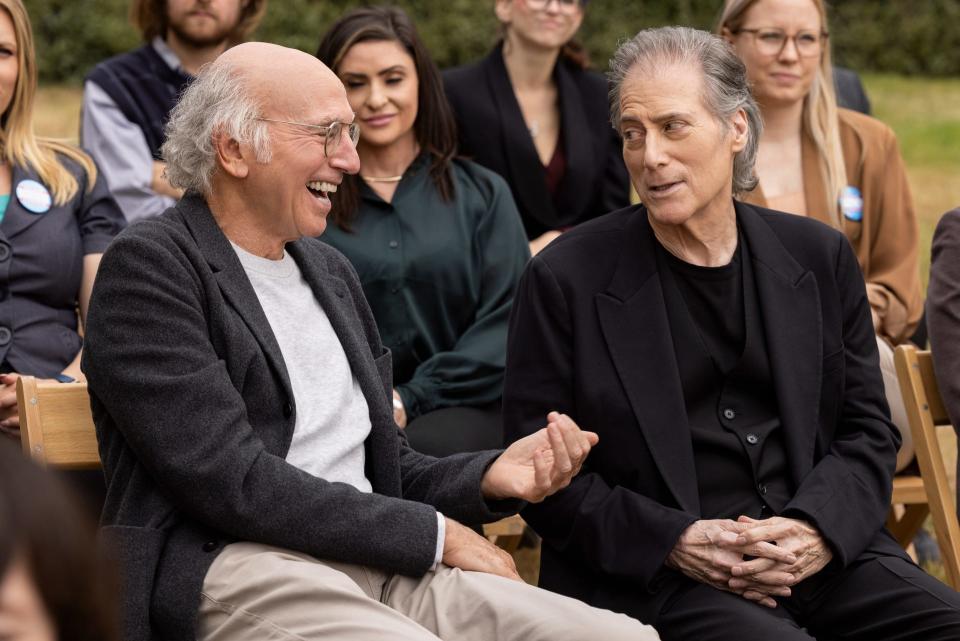 Richard Lewis (left) and Larry David on Season 11, Episode 7, of HBO's "Curb Your Enthusiasm."