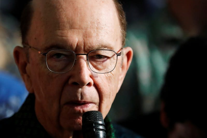 U.S. Commerce Secretary Wilbur Ross talks to journalists during a press briefing with Indonesia's Chief Economic Minister Airlangga Hartarto after their meeting in Jakarta