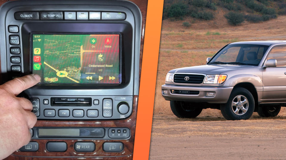 A 100 Series Toyota Land Cruiser with Apple CarPlay retrofitted.