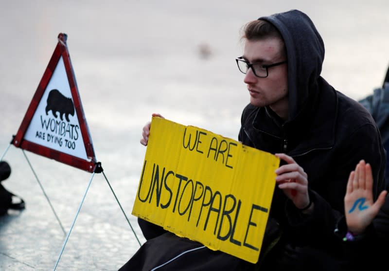 Fridays for Future activists protest over Australia's bushfires crisis in Barcelona