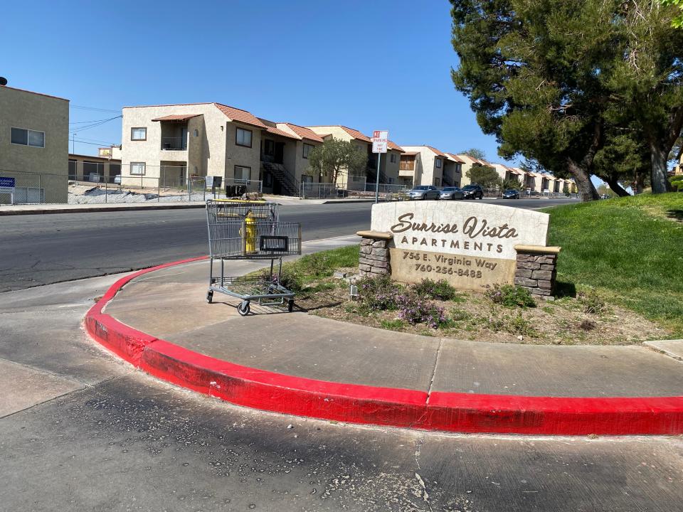 The Sunrise Vista Apartments at 755 East Virginia Way in Barstow on April 27, 2022. A couple, Ricardo Mendez and Antanita Miller, who lived there is suspected of killing their 1-year-old boy and then driving the boy's body to Pomona.
