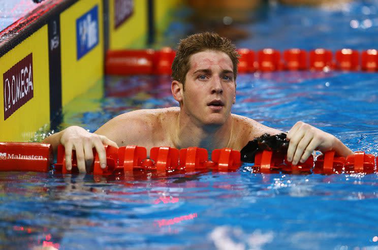 DOHA, QATAR - DECEMBER 04:Jimmy Feigen of the USA looks on during day two of the 12th FINA World Swimming Championships (25m) at the Hamad Aquatic Centre on December 4, 2014 in Doha, Qatar. (Photo by Francois Nel/Getty Images)