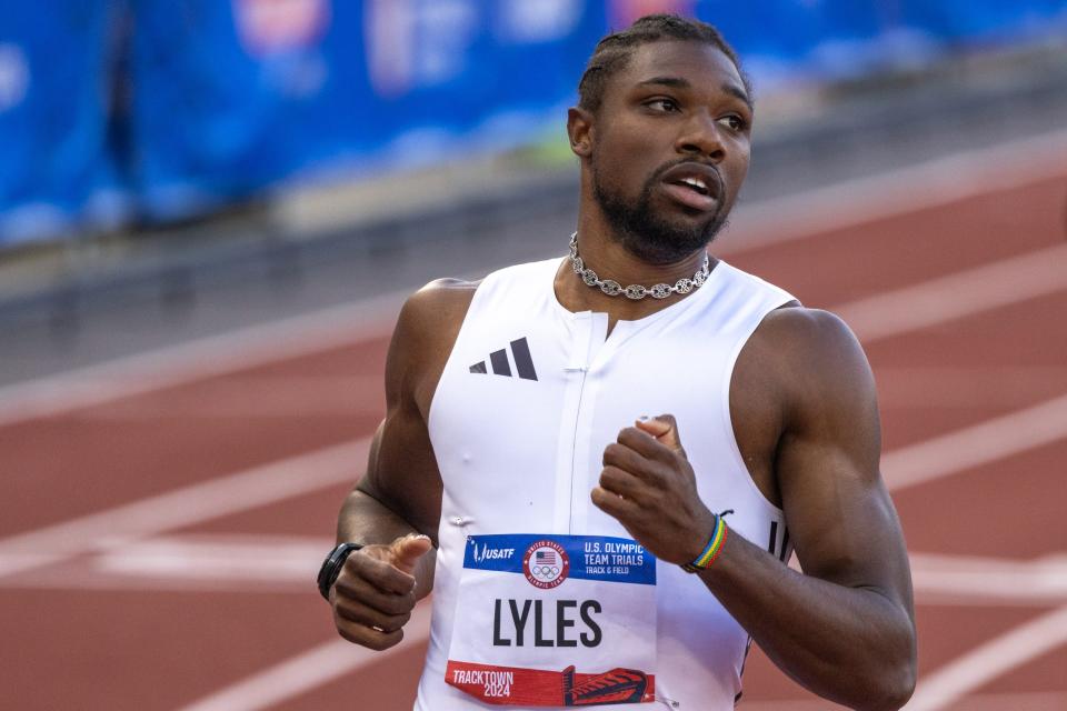 Noah Lyles dominated his heat in the 200 meters Thursday at the U.S. Olympic track and field trials.