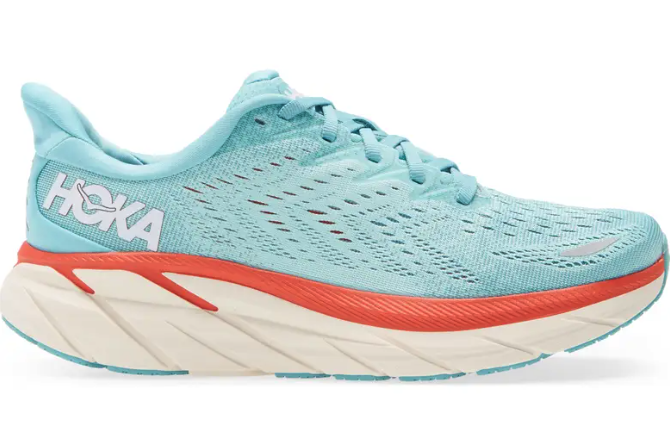 Hoka Clifton 8 Running Shoe in Aquarelle / Eggshell Blue