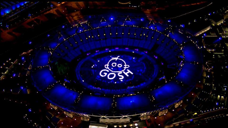 The Great Ormond Street Hospital sign in Lights at ' The Olympic Opening Ceremony ' Shown on BBC1 HD