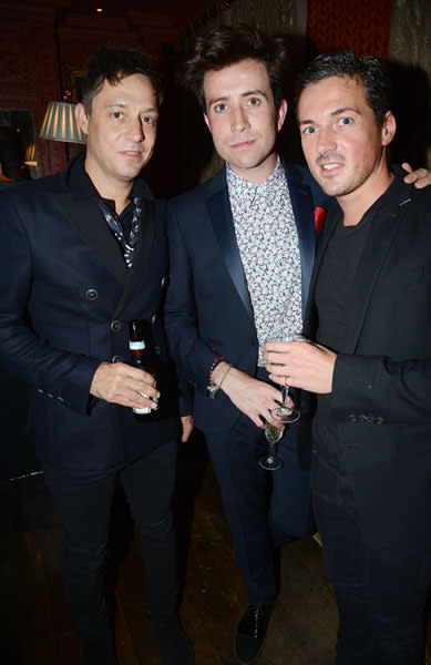 <b>Jamie Hince and Nick Grimshaw</b><br><br>Kate Moss' husband joined the Radio 1 DJ and a guest at the Tommy Hilfiger and Esquire party at The Zetter Townhouse.