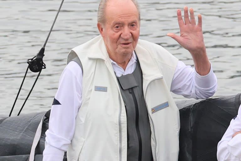 Juan Carlos, durante su última visita a España, en mayo de 2022, en Sanxenxo