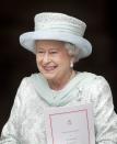 <p>The two diamonds that make up this brooch, affectionately known to the royal family as "Granny's Chips," are stones cut from the gargantuan Cullinan diamond in 1905. Together they amount to 158 carats. The Queen inherited the brooch from her grandmother and wore it for the church service to mark her Diamond Jubilee.<br></p>