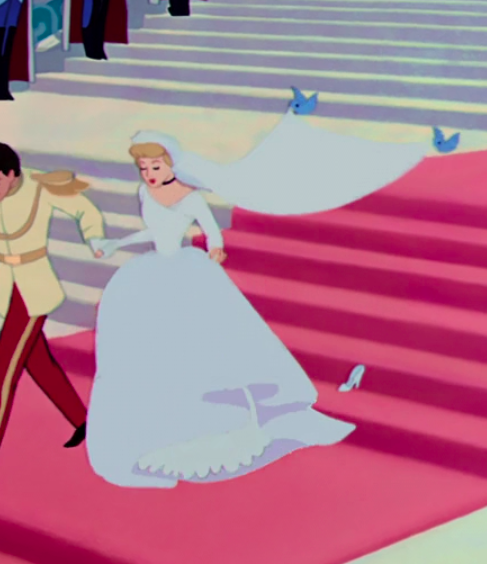 Cinderella wearing a long-sleeve dress