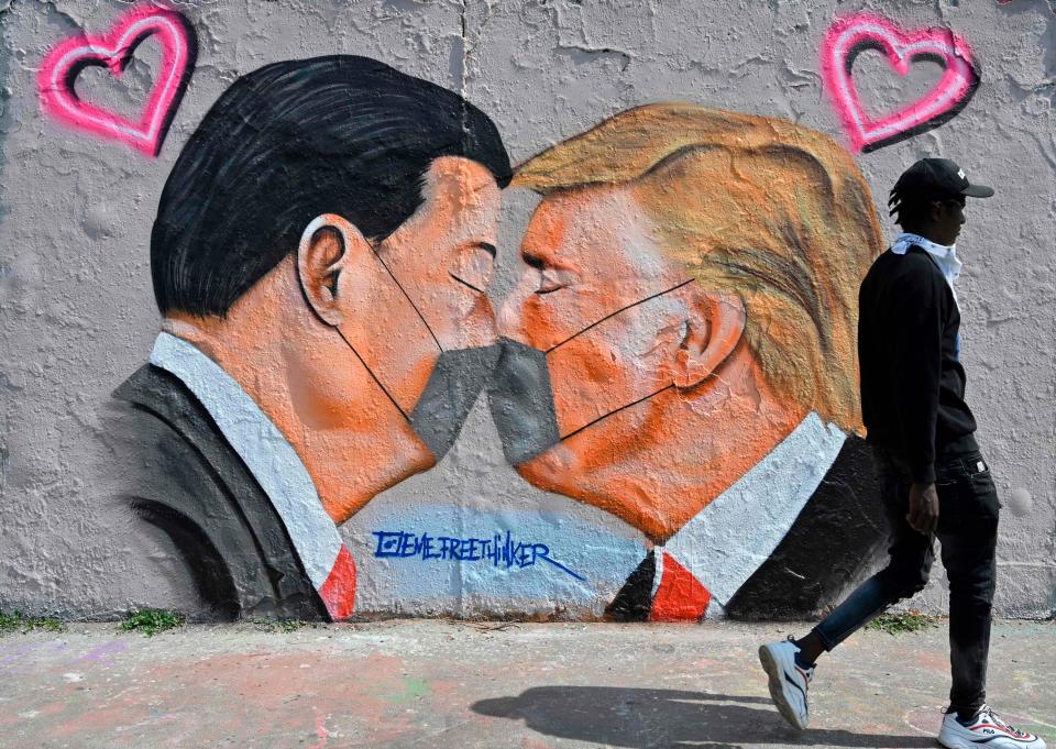 A mural painting in Berlin on April 28, 2020.