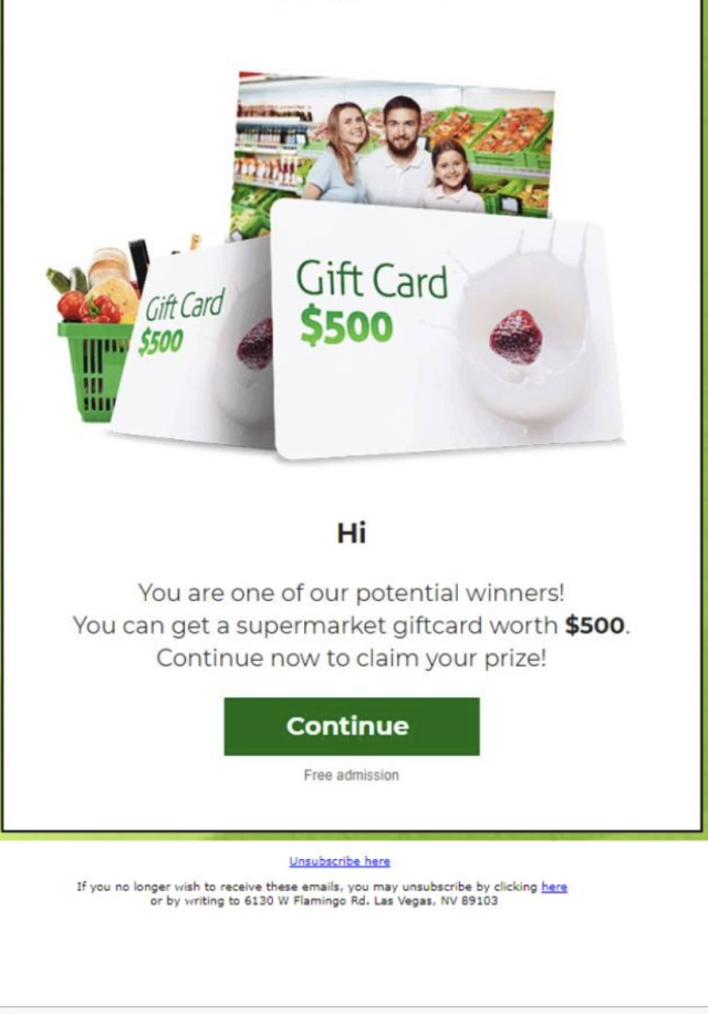 Woolworths gift card scam email reported to ACCC Scamwatch