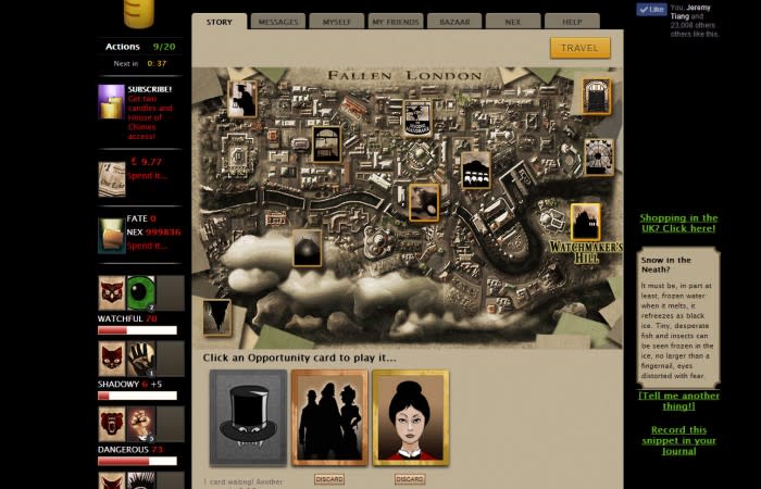 Fallen London the browser-based adventure from Failbetter now has a sweet  looking city