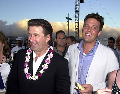 Alec Baldwin and Ben Affleck aboard the USS John C. Stennis at the after-party for the Honolulu, Hawaii premiere of Touchstone Pictures' Pearl Harbor