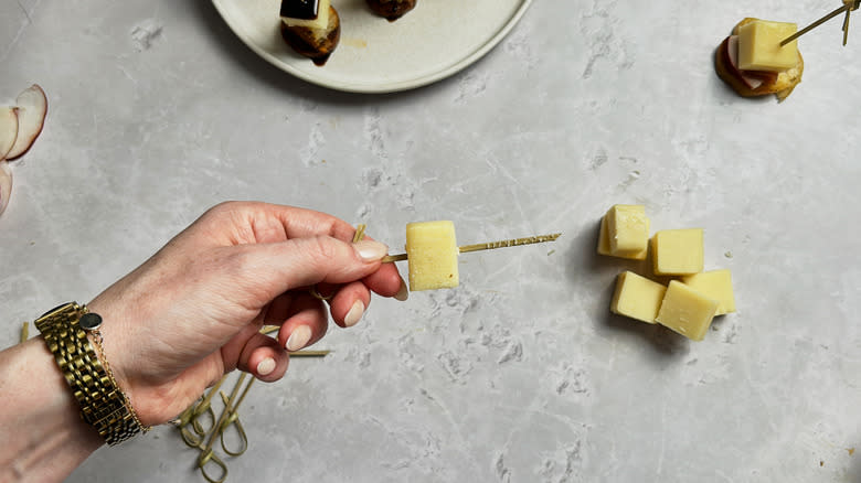 cheese on a skewer