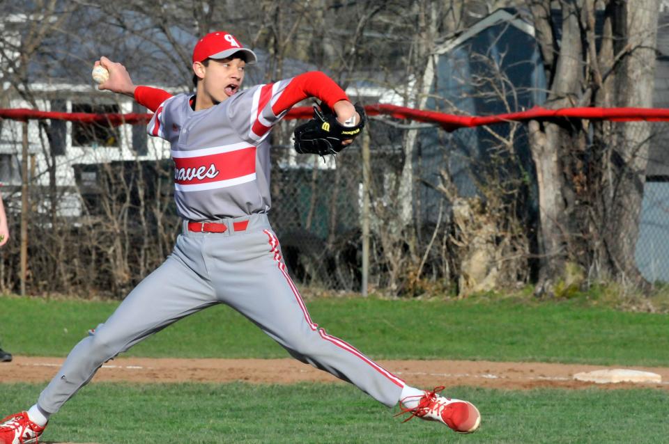 Canandaigua's Matthew Papenfuss delivers a pitch during Wednesday's game against Victor.