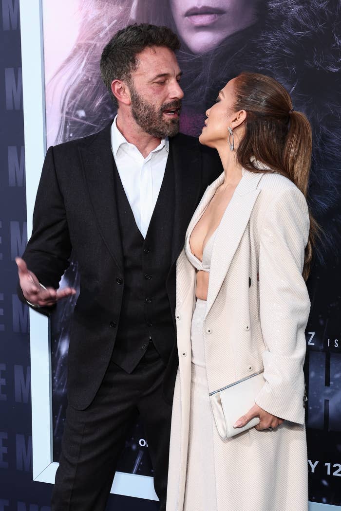 Ben Affleck and JLo looking at each other