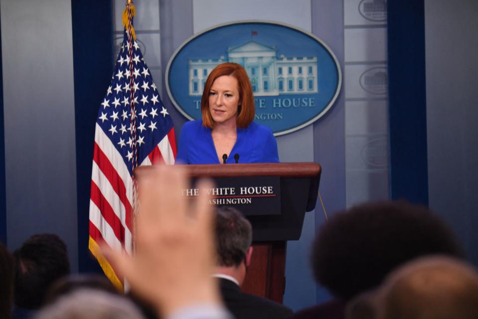 White House Press Secretary Jen Psaki speaks during the daily briefing at the White House in Washington, DC, on October 14, 2021. (Nicholas Kamm/AFP via Getty Images)