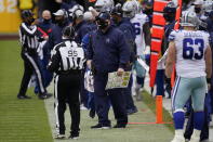 Dallas Cowboys head coach Mike McCarthy on the sidelines in the first half of an NFL football game against Washington Football Team, Sunday, Oct. 25, 2020, in Landover, Md. (AP Photo/Patrick Semansky)