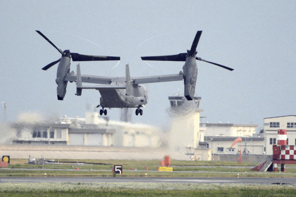 A U.S. military V-22 Osprey in 2018. (Kyodo News via AP file)