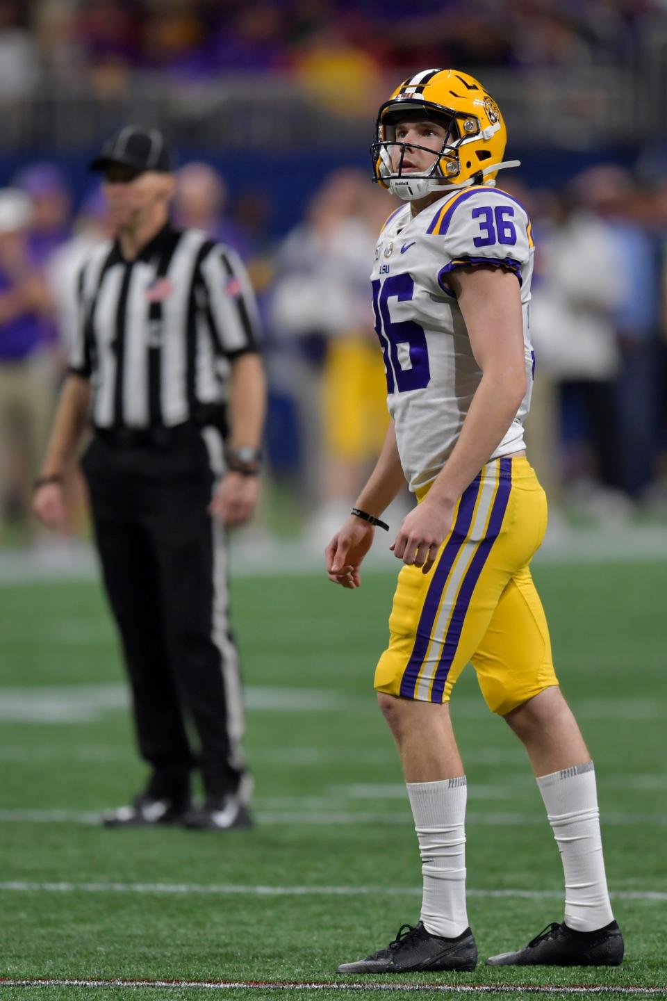 LSU kicker Cade York was drafted by the Browns in the fourth round (No. 124) of the NFL Draft on Saturday. [Mike Stewart/Associated Press]