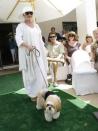 Ann Carter escorts her Lhasa Apso, groom Snickers Carter, to the altar at Palm Desert Resort Country Club Sunday April 22, 2012. <br> (Photo courtesy Wade Byars/The Desert Sun) <br> <br> (Originally reported in <a href="http://www.mydesert.com/article/20120423/NEWS01/204230322/Wedded-bliss-gone-dogs?odyssey=tab|topnews|text|Frontpage" rel="nofollow noopener" target="_blank" data-ylk="slk:The Desert Sun;elm:context_link;itc:0;sec:content-canvas" class="link ">The Desert Sun</a>)