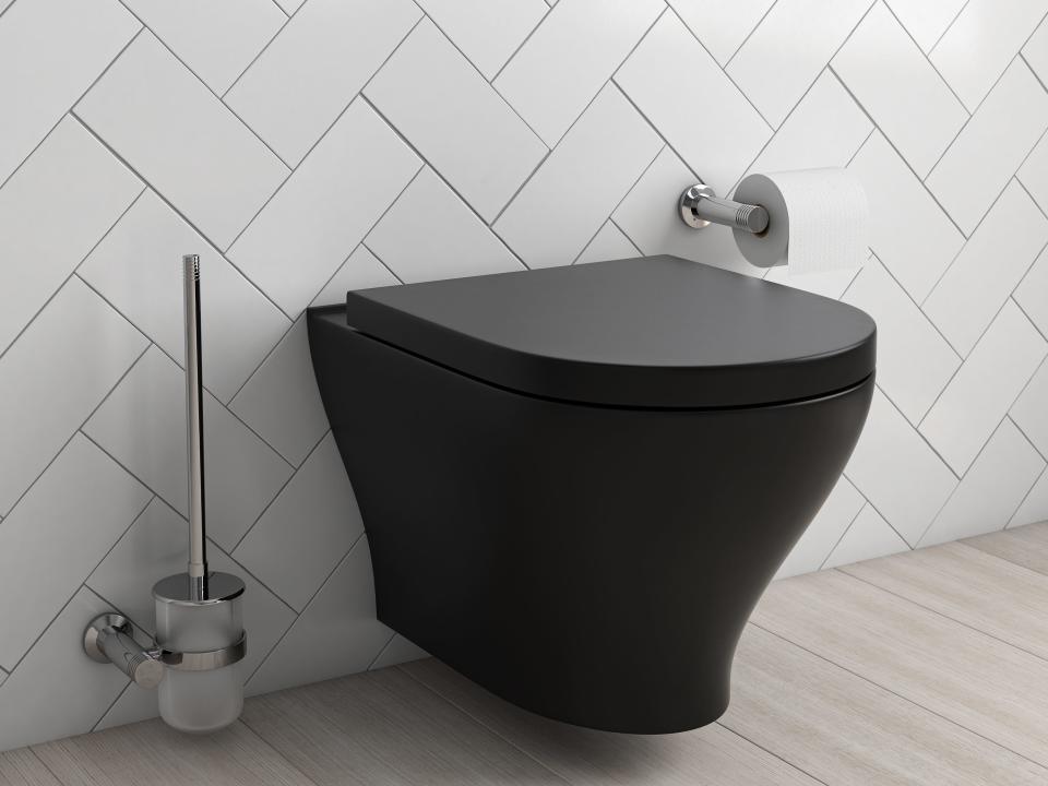 Black toilet in bathroom