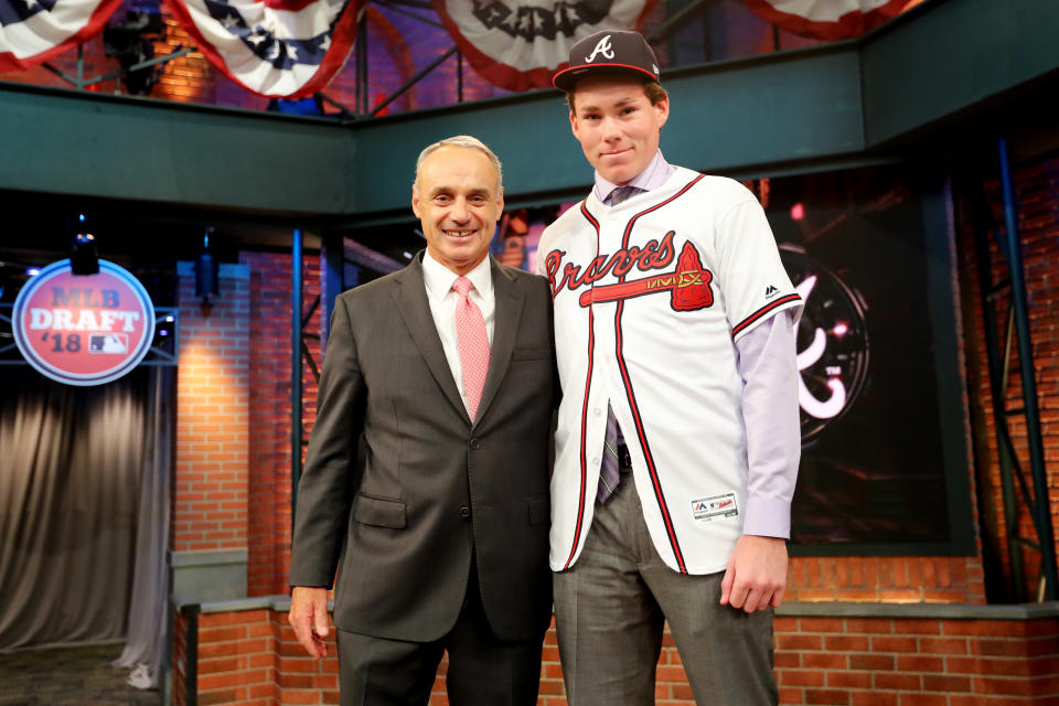 Carter Stewart Jr.（圖右）。（Photo by Alex Trautwig/MLB Photos via Getty Images）