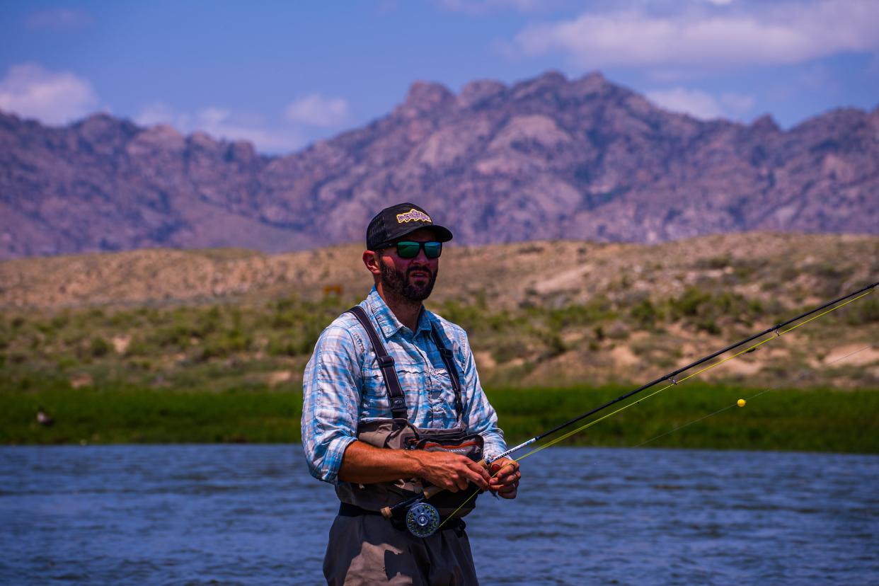 Nick Bentele fly fishing in Casper, Wyoming, July 2021.