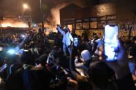 Protesters gather near the Minneapolis Police third precinct