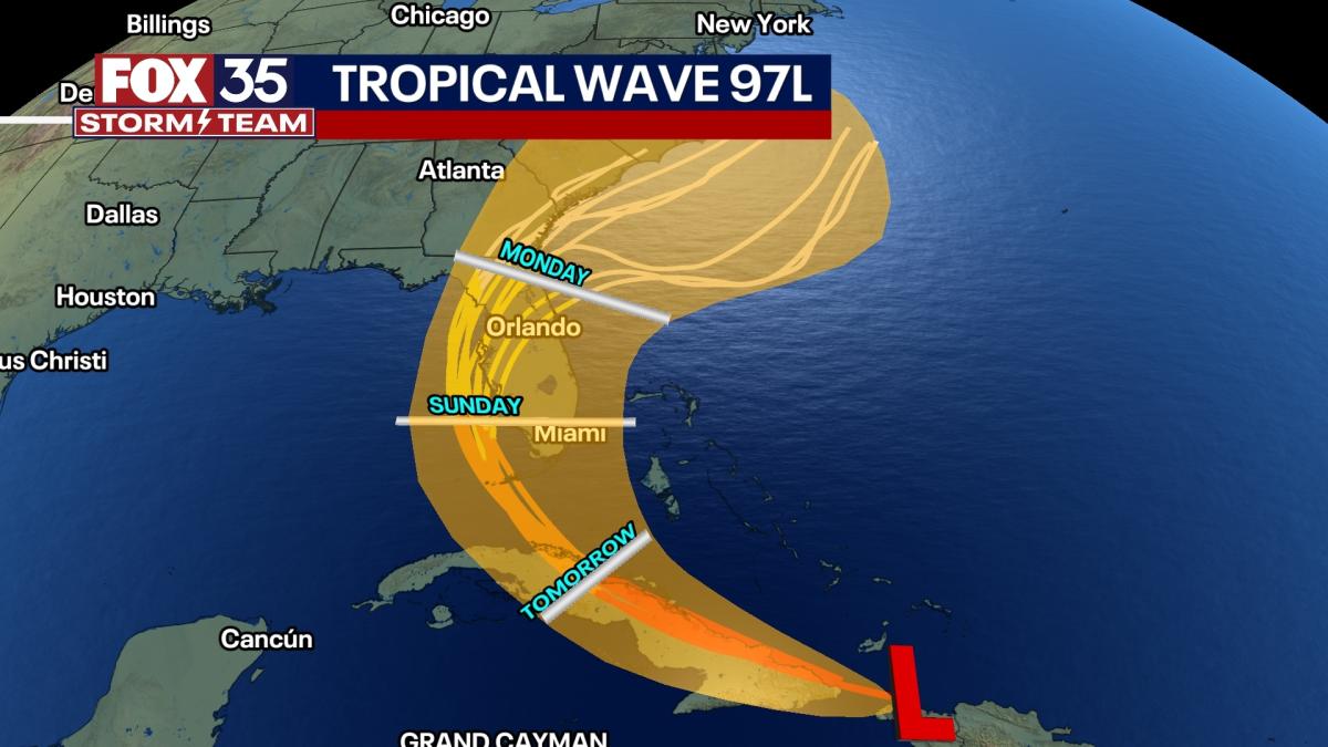 Invest 97L Tropical depression to form near Florida this weekend, may