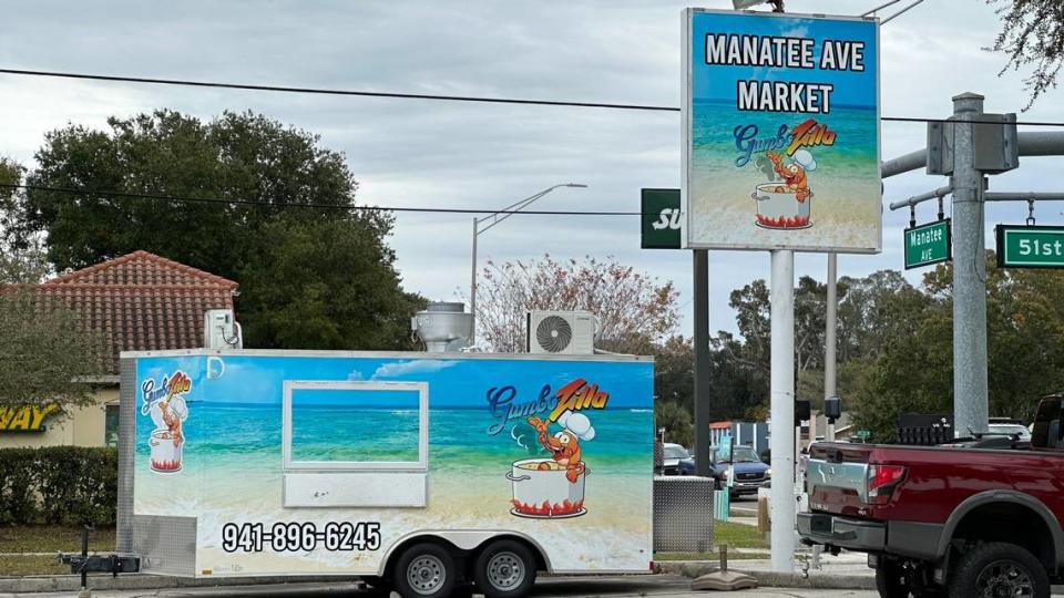 Seafood gumbo is the number-one seller at Manatee Avenue Market-Gumbozilla at 5104 Manatee Ave. W., Bradenton, a fact reflected on the company’s signage.