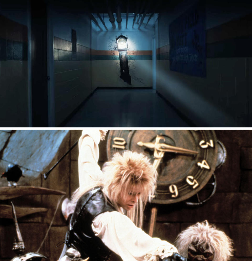 a clock; David Bowie in "Labyrinth"