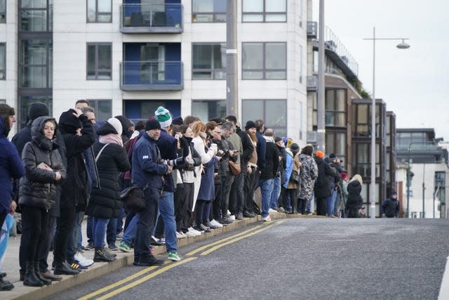 Crowds line the streets of Dublin's Grand Canal