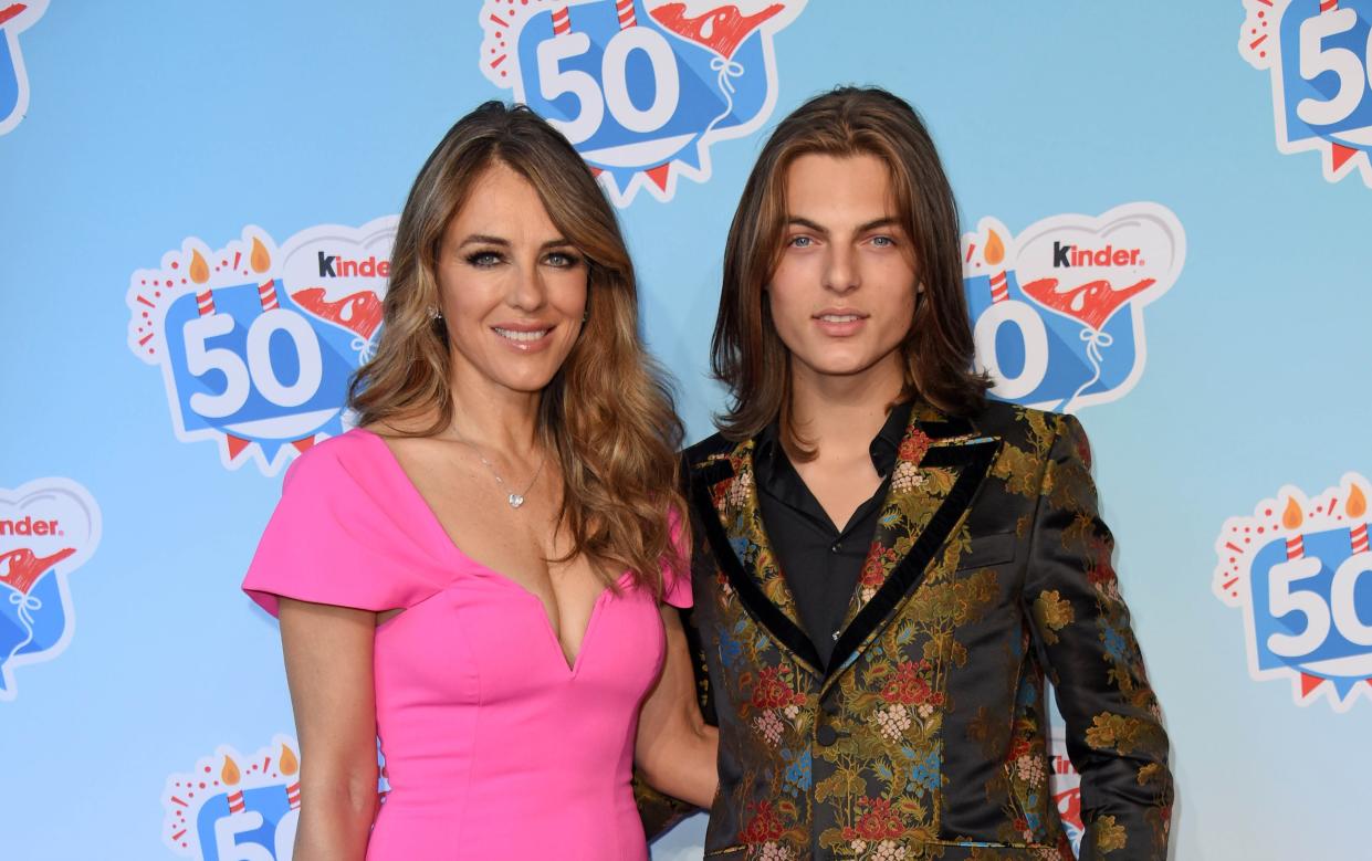 Elizabeth Hurley with son Damian Hurley, whose father was Steve Bing. (Getty Images)