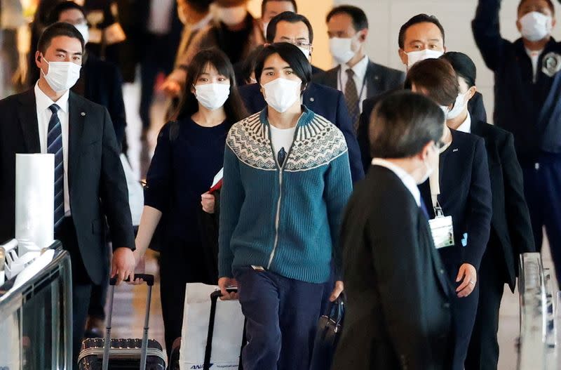 Mako Komuro, former Japan's Princess Mako, leaves Japan with her husband Kei to start their new life in the U.S..