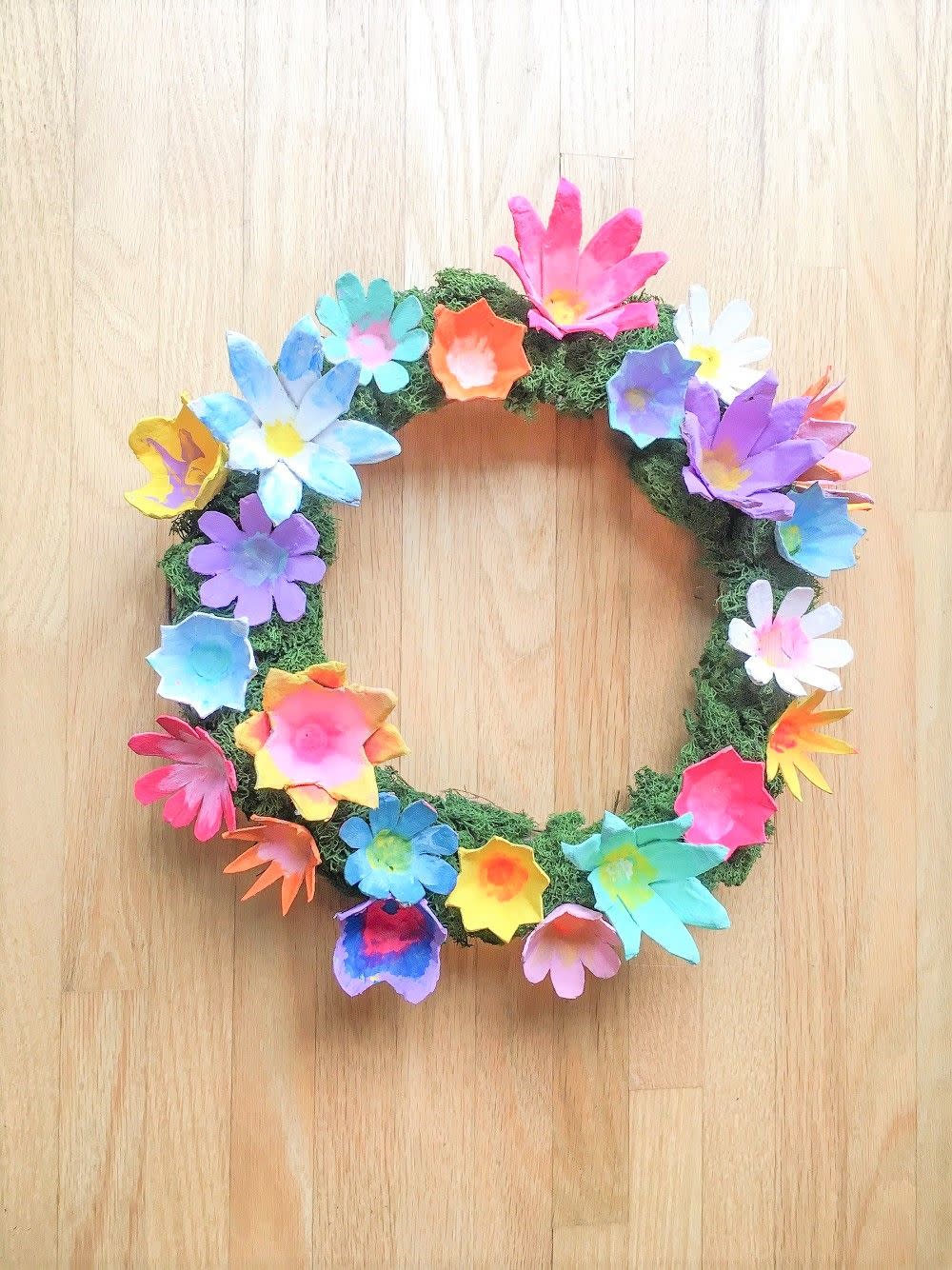 egg carton flower easter wreath