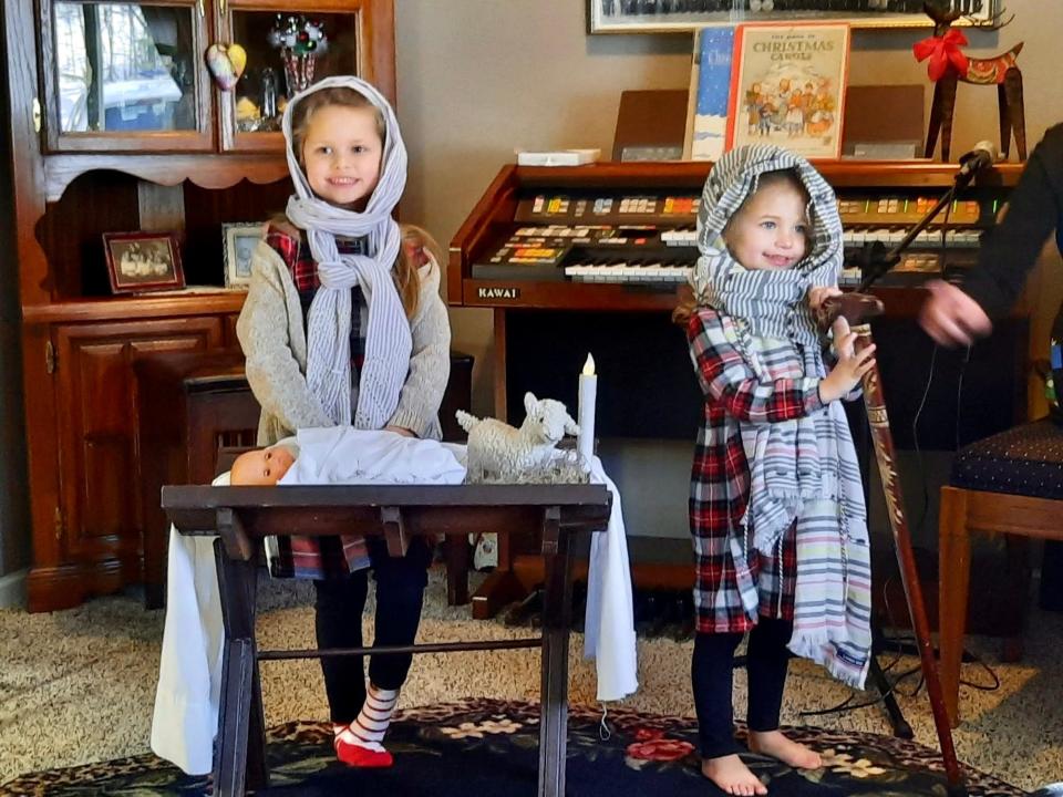 The annual Christmas pageant is a yearly tradition at the Metz household. Each pageant consists of music, programs and scripture readings all around the birth of baby Jesus with help from Alana (left) and Avery (right) Metz.