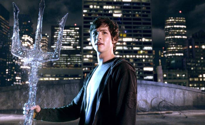 Percy holding a water trident in the film