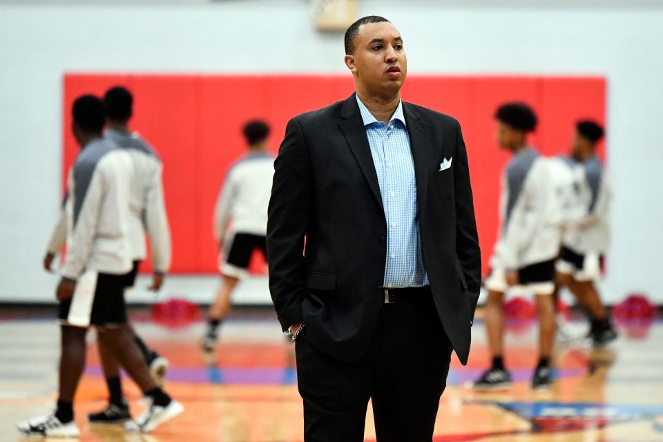 Austin-East assistant boys basketball coach Matthew Best before the start of the game against Fulton on Tuesday, February 18, 2020. 