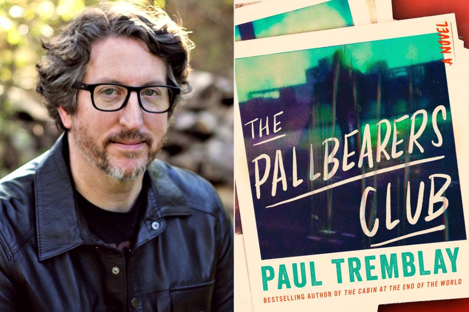 cover of The Pallbearers Club (photo credit: Harper Collins) and of author Paul Tremblay (photo credit: courtesy of Paul Tremblay)