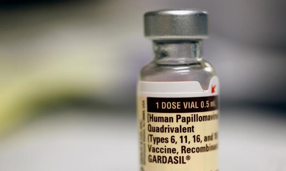 A bottle of HPV vaccine