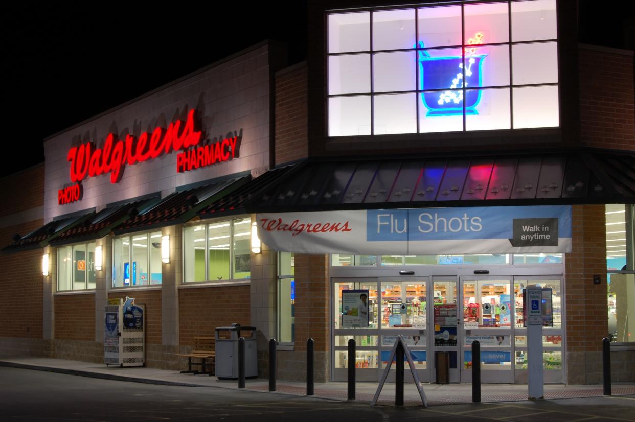 Springville, Utah, USA - September 20,2012: Night view of Walgreens pharmacy from the parking lot.