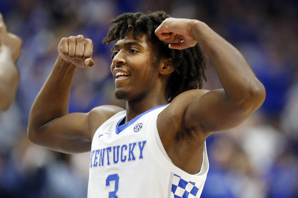 Kentucky's Tyrese Maxey reminds some of a current young NBA player. (AP Photo/James Crisp)