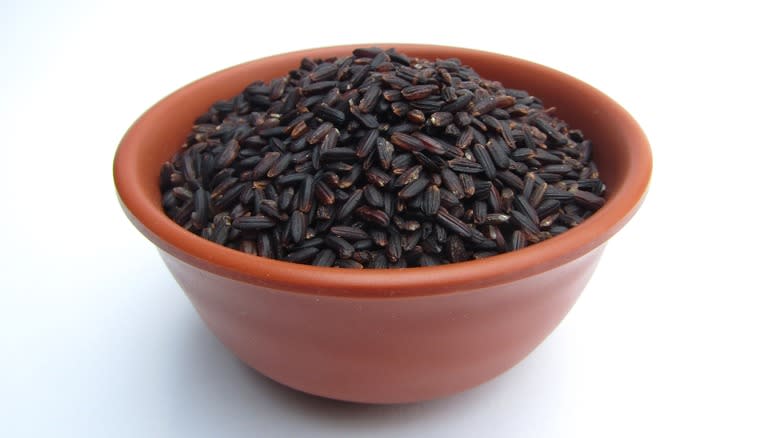 Black rice white background 