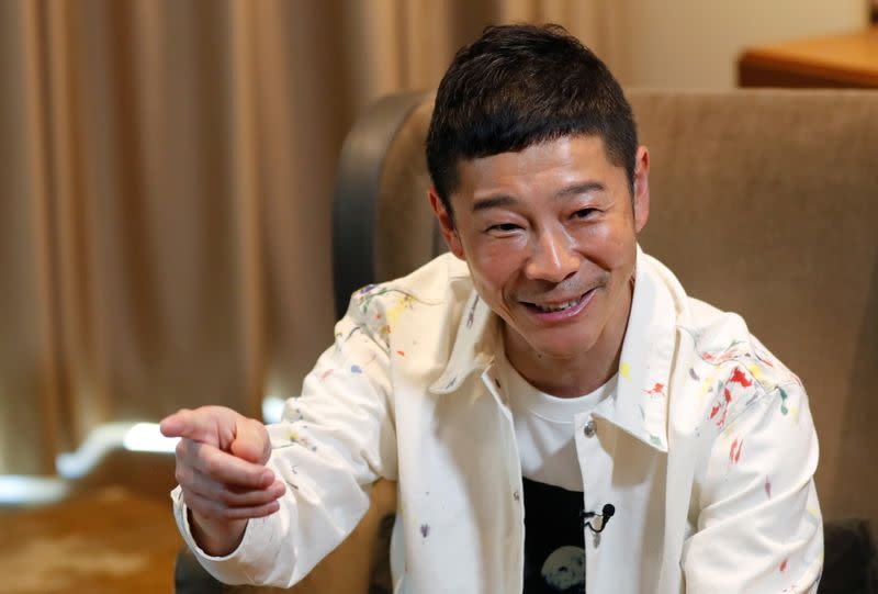 Japanese billionaire Yusaku Maezawa speaks during an interview with Reuters in Tokyo