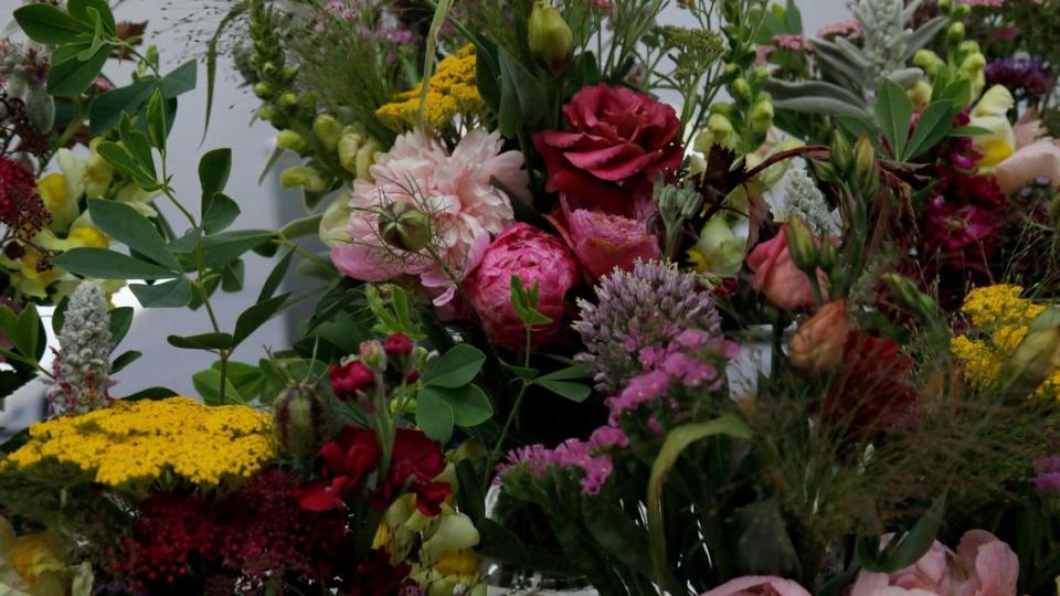 Bouquets from the Home Pickin’s booth sit on display on Saturday, June 17, 2023 at the Fifth Third Pavilion in Lexington, Ky.
