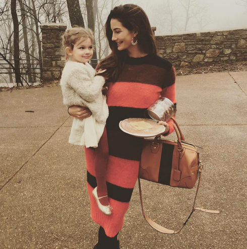 Lily Aldridge on mommy duty during Christmastime